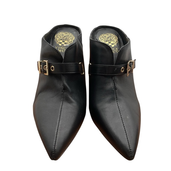 Vince Camuto Black Pointed‎ Toe Mules with Buckle size 7.5 - Picture 1 of 7